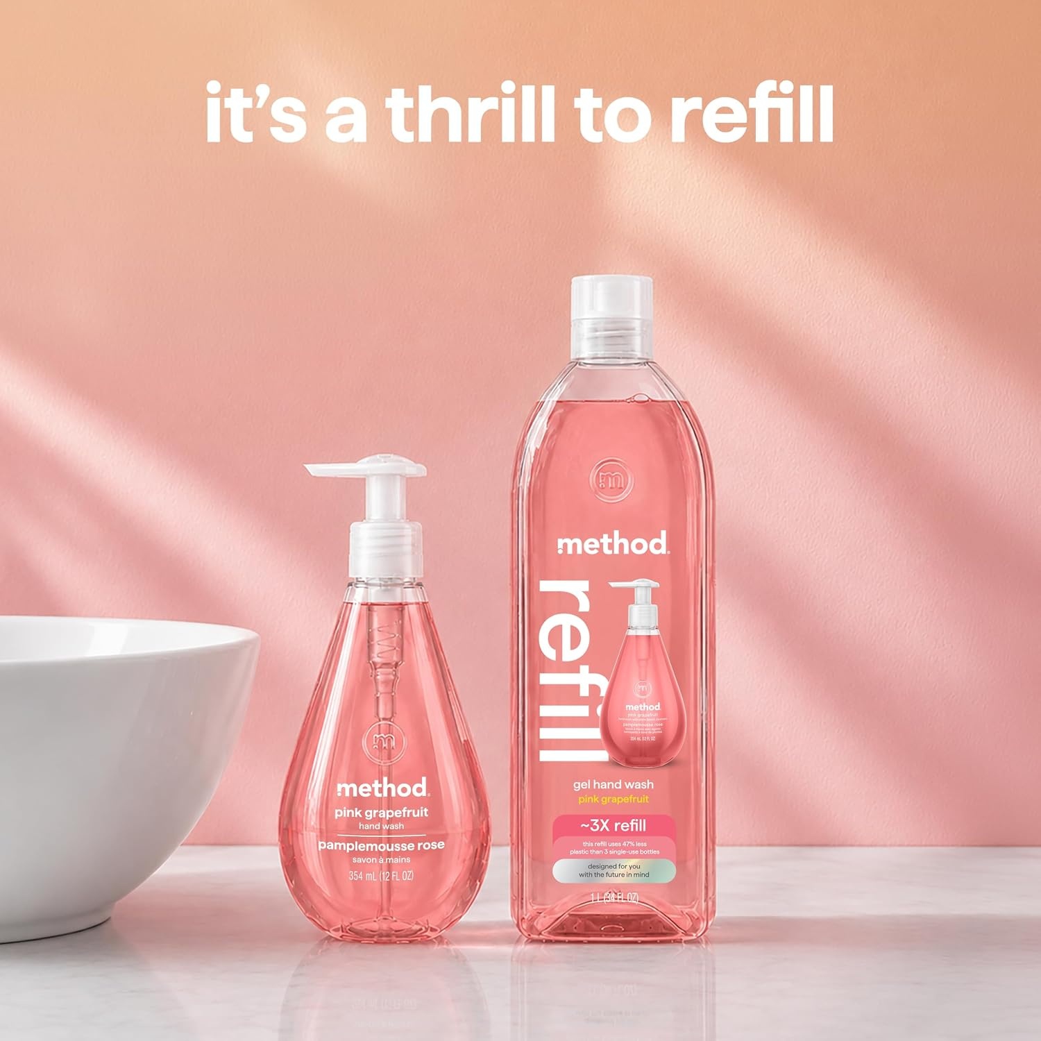 image:imageMethod Gel Hand Soap Waterfall 12 fl oz Pack of 3Grapefruit