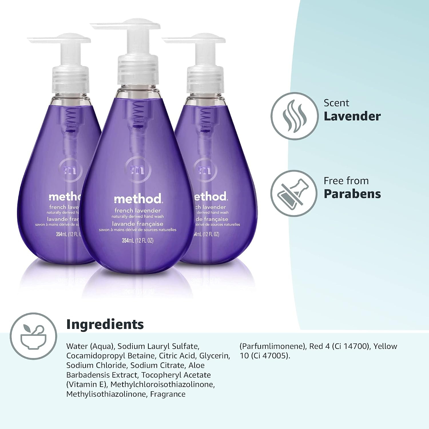 image:imageMethod Gel Hand Soap Waterfall 12 fl oz Pack of 3Lavender