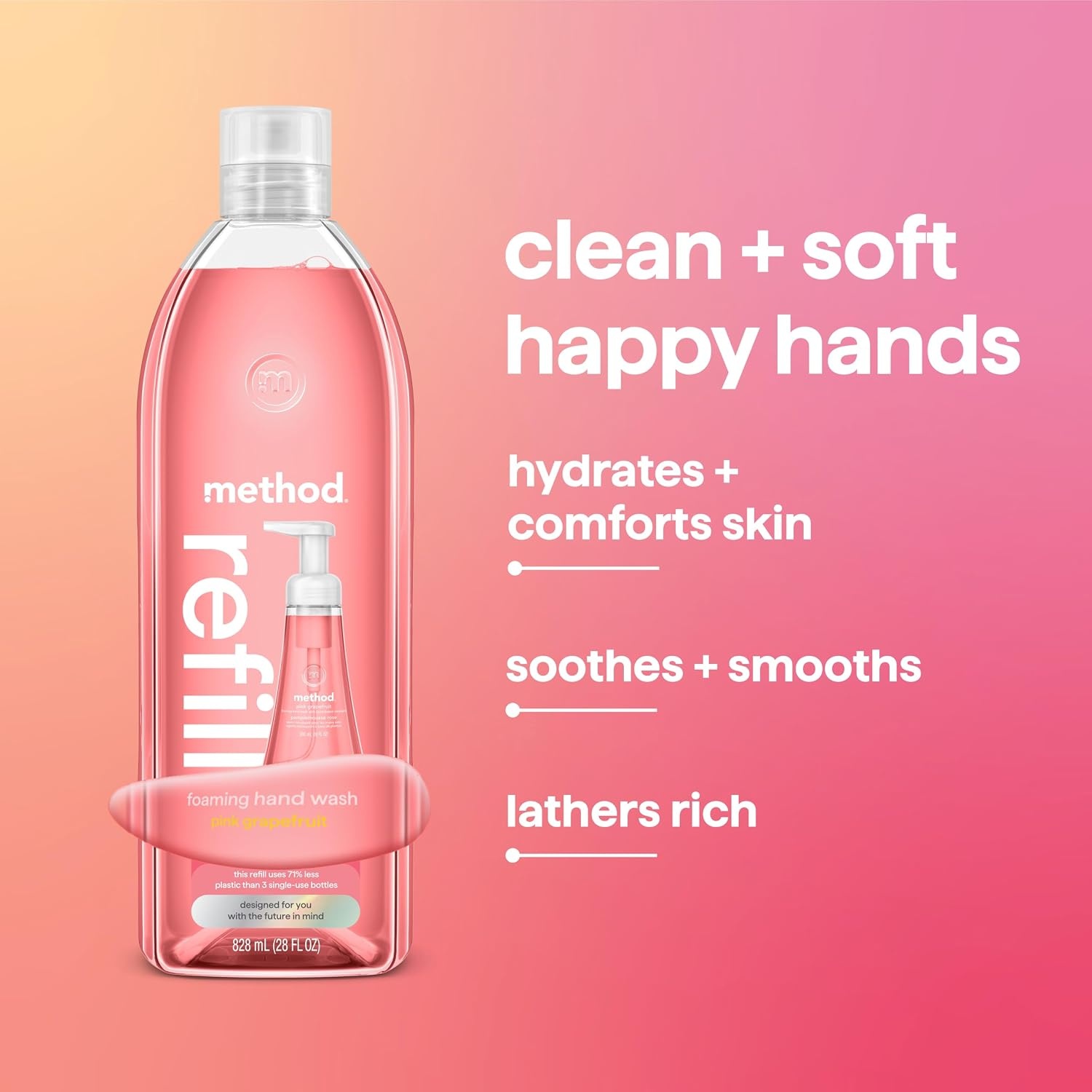 image:imagemethod Foaming Hand Wash Refill Pink Grapefruit 28 fl oz 4 packGrapefruit