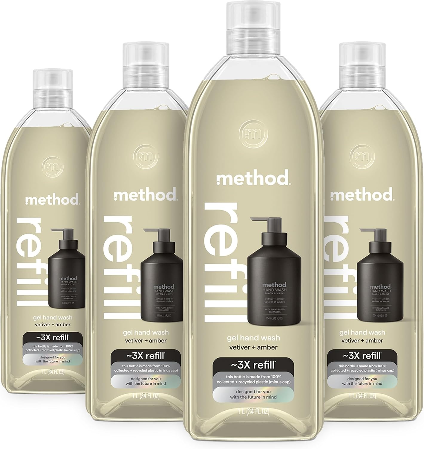 image:imagemethod Premium Gel Hand Soap Refill Vanilla Raspberry 34 fl oz 4 PackVetiver Amber